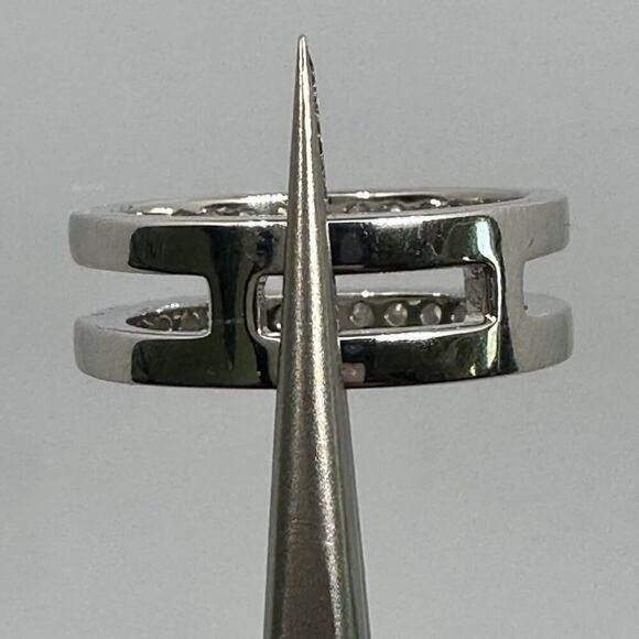 Moissanite Diamond Wedding Ring Enhancer GRA Double Row Band Brilliant Size 8 - Picture 10 of 12